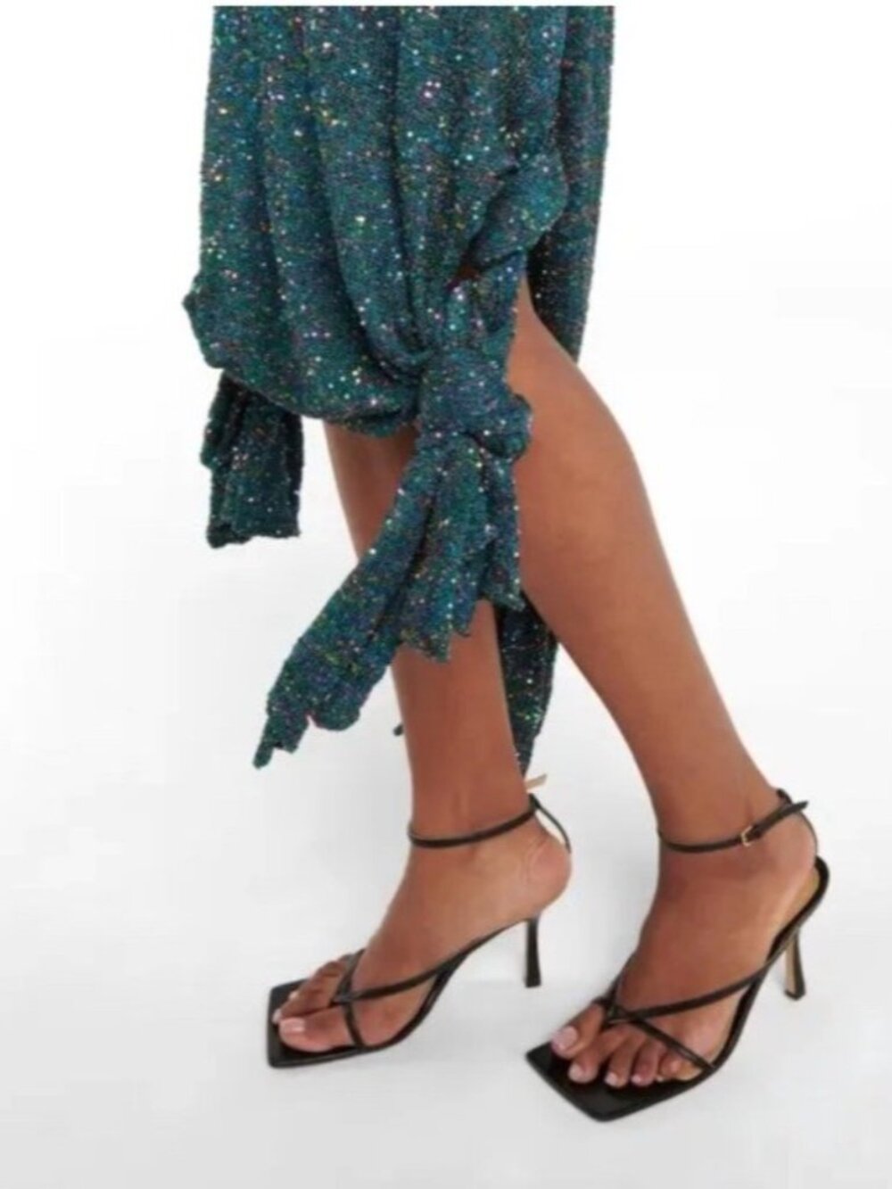 Loewe Women's Sz M Knotted-Hem sequined knitted midi skirt Glittery Maxi - Picture 14 of 16